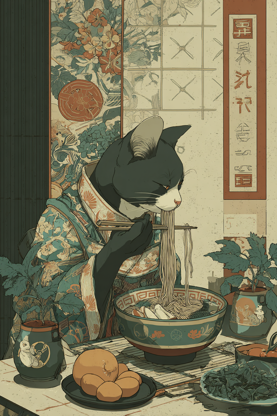 Katzen Ramen 3 | LED Bild