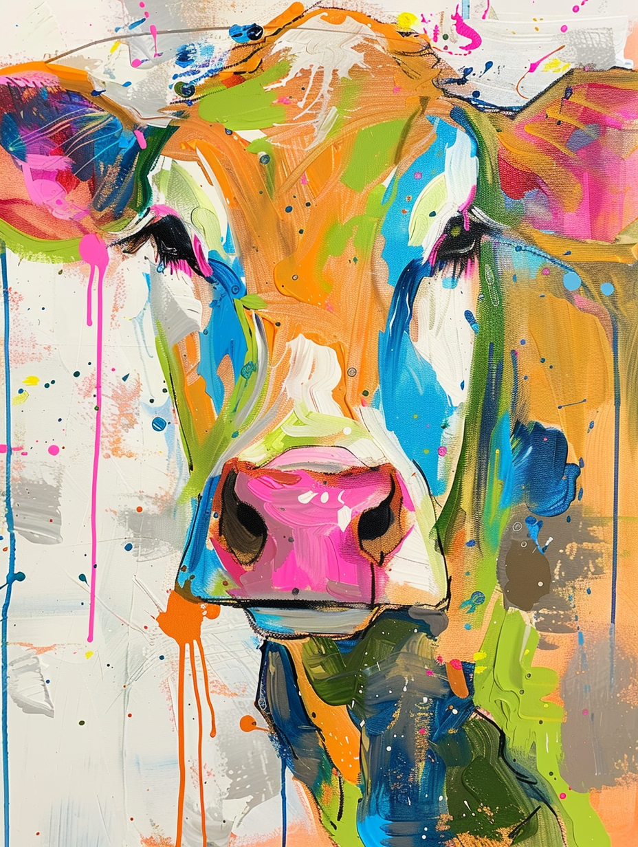 Bunte Abstrakte Kuh 3 | LED Bild