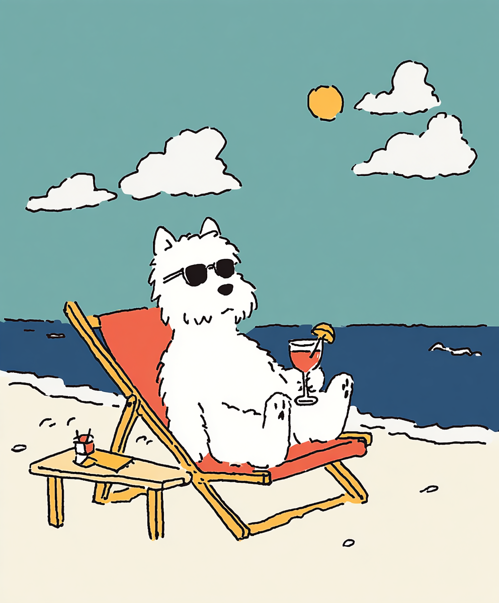 Hund am Strand Illustriert 1 | LED Bild