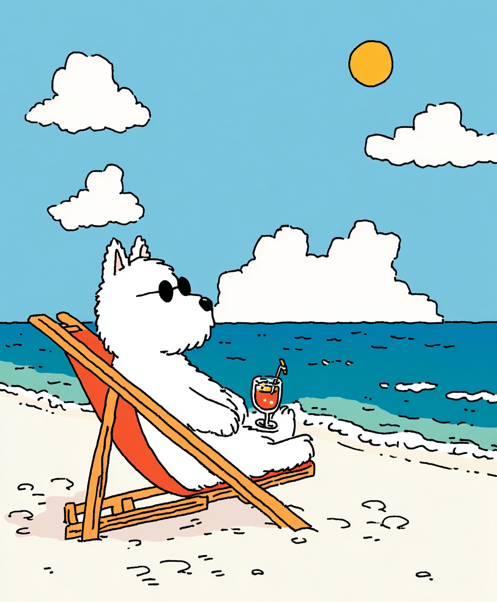 Hund am Strand Illustriert 2 | LED Bild