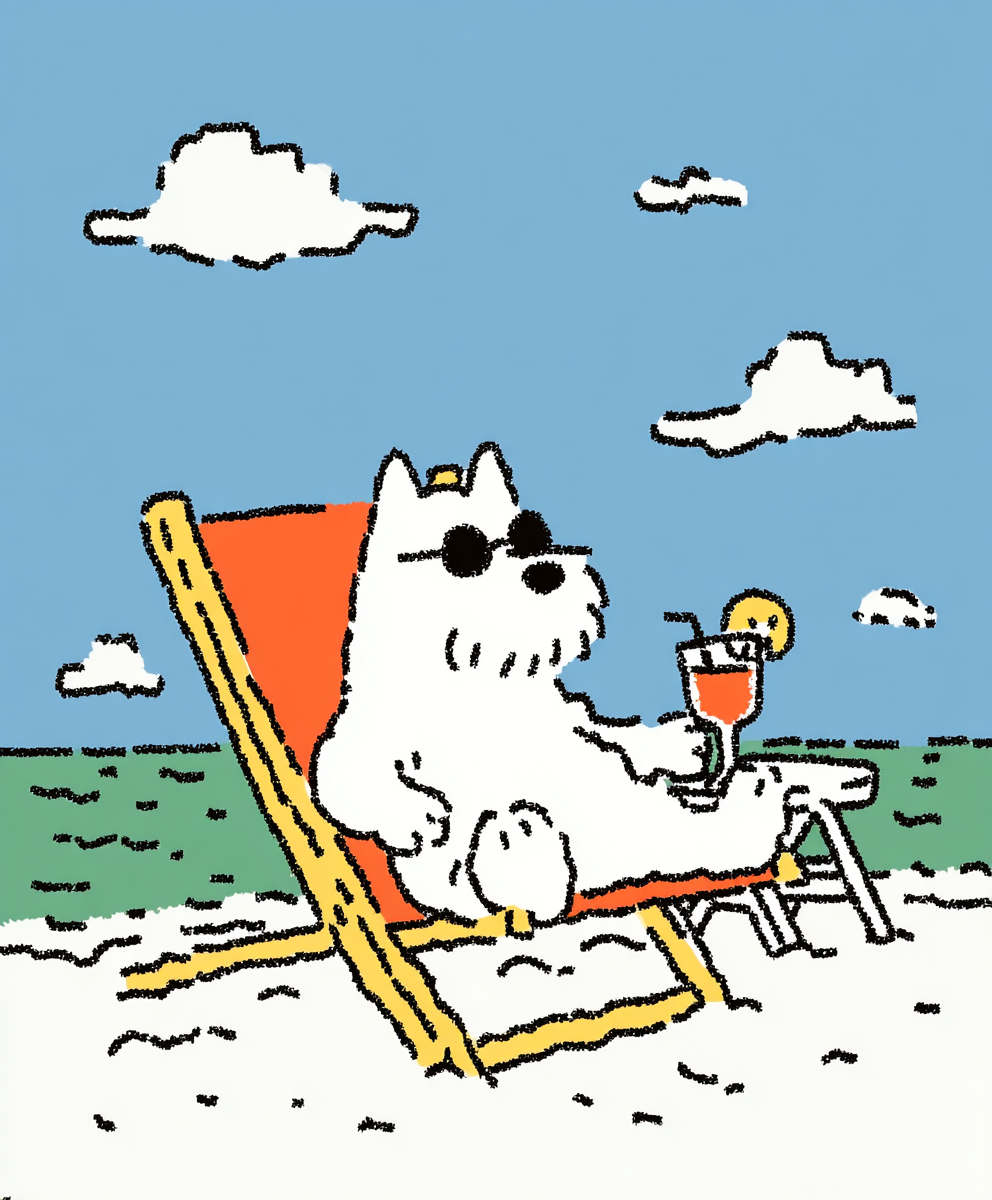 Hund am Strand Illustriert 3 | LED Bild