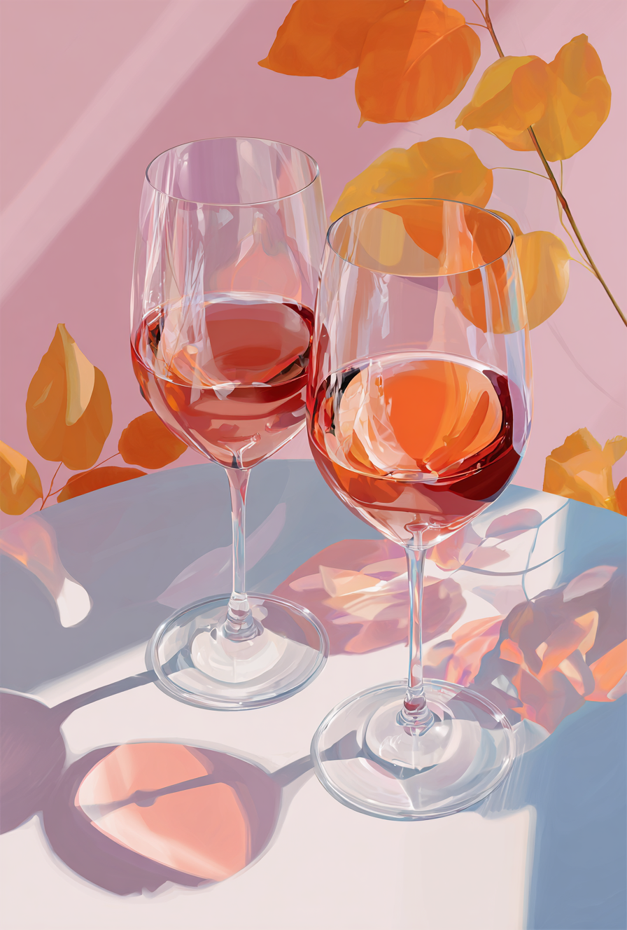 Weingläser Bunt Illustriert 2 | LED Bild