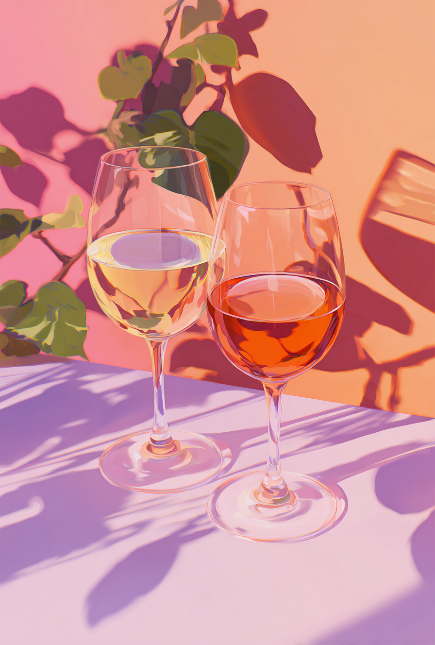 Weingläser Bunt Illustriert 3 | LED Bild