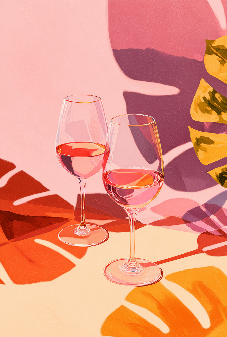 Weingläser Bunt Illustriert 4 | LED Bild