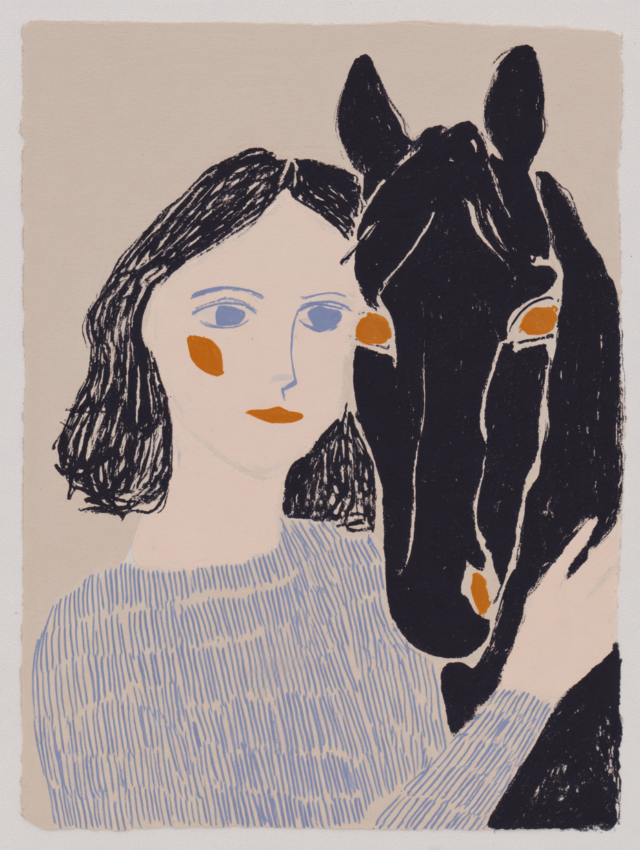 Frau und Pferd Malerei 2 | LED Bild