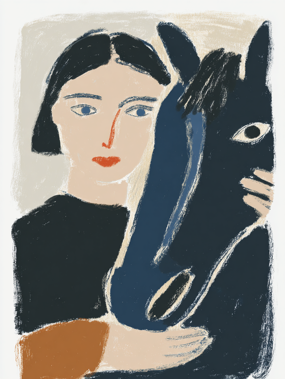 Frau und Pferd Malerei 4 | LED Bild