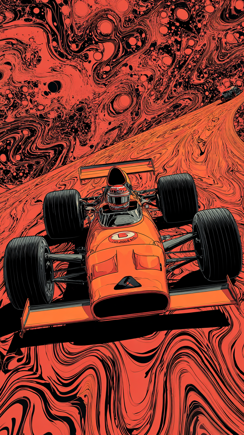 Rennwagen Orange Illustriert 1 | LED Bild