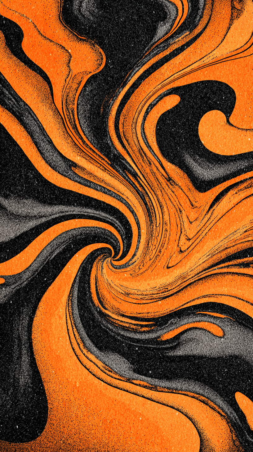 Orange Schwarze Wellen Illustriert 1 | LED Bild