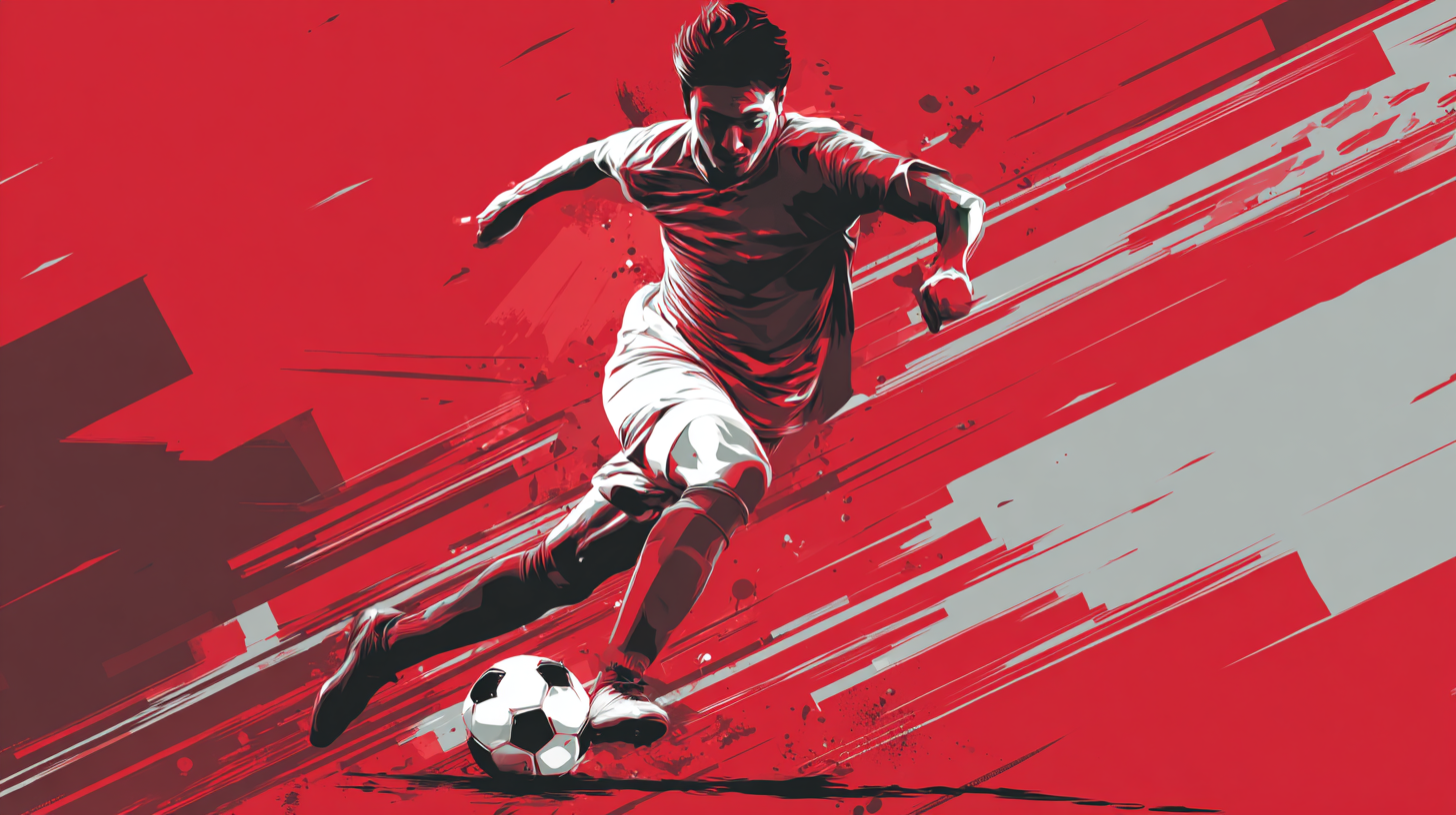 Fussballer Rot Abstrakt 3 | LED Bild