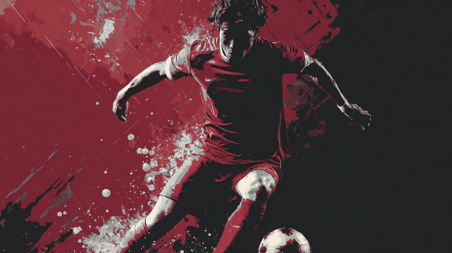 Fussballer Rot Abstrakt 4 | LED Bild