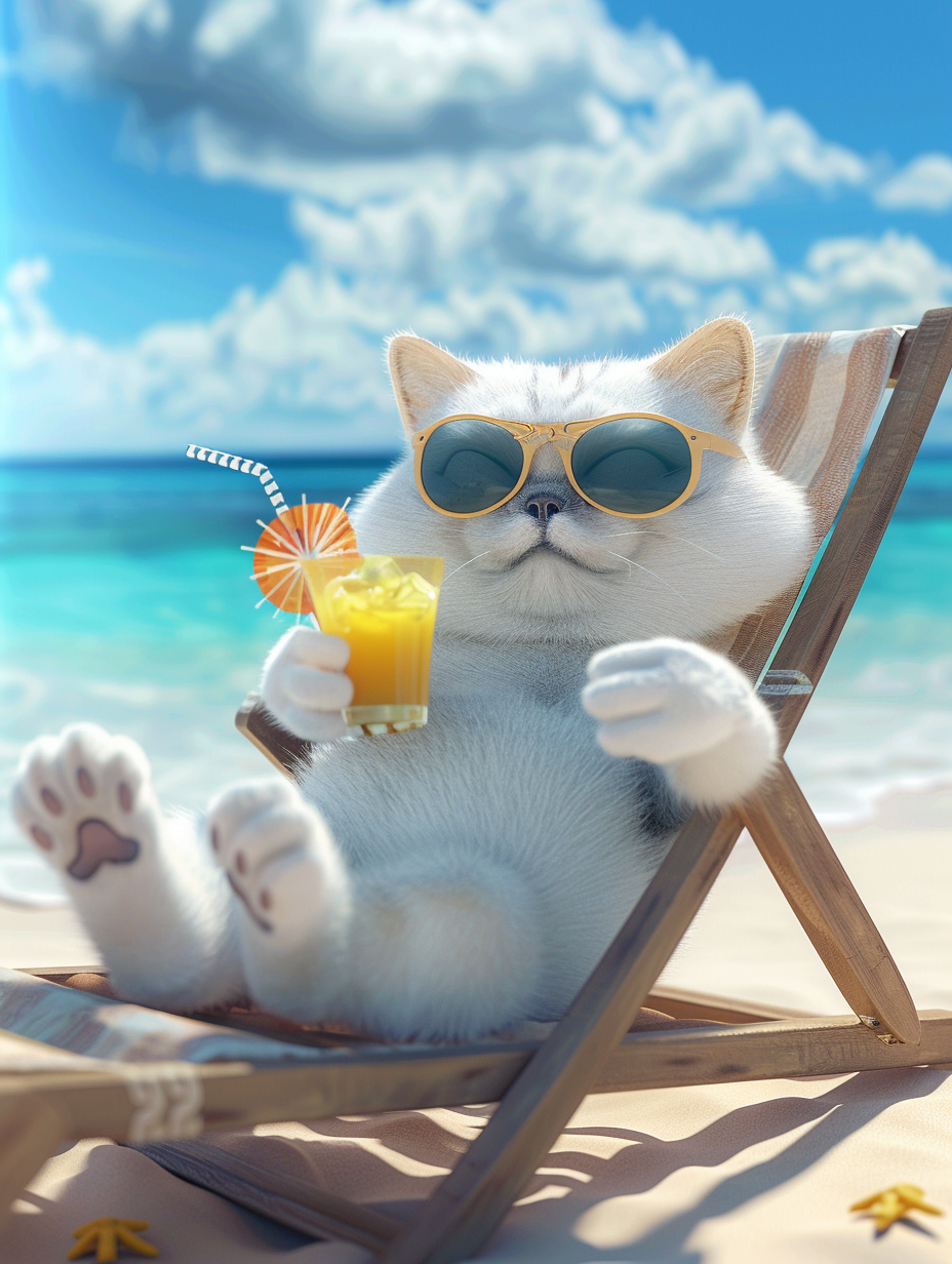 Katze am Strand | LED Bild