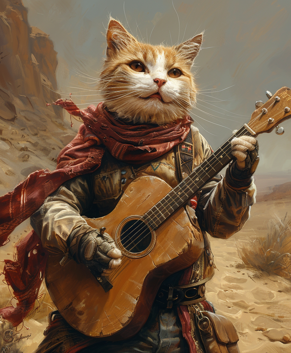 Katze mit Gitarre 2 | LED Bild