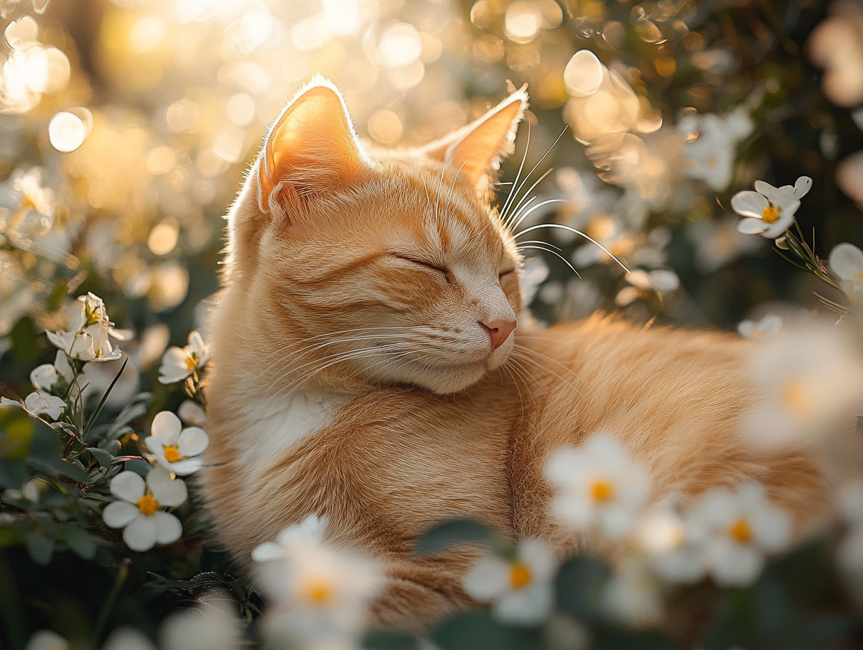 Katze im Blumenfeld 8 | LED Bild