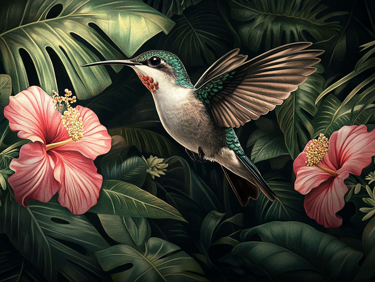 Kolibri Illustriert 3 | LED Bild