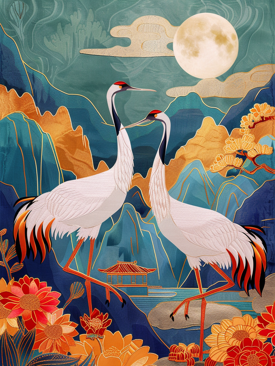 Kraniche Abstrakt 1 | LED Bild