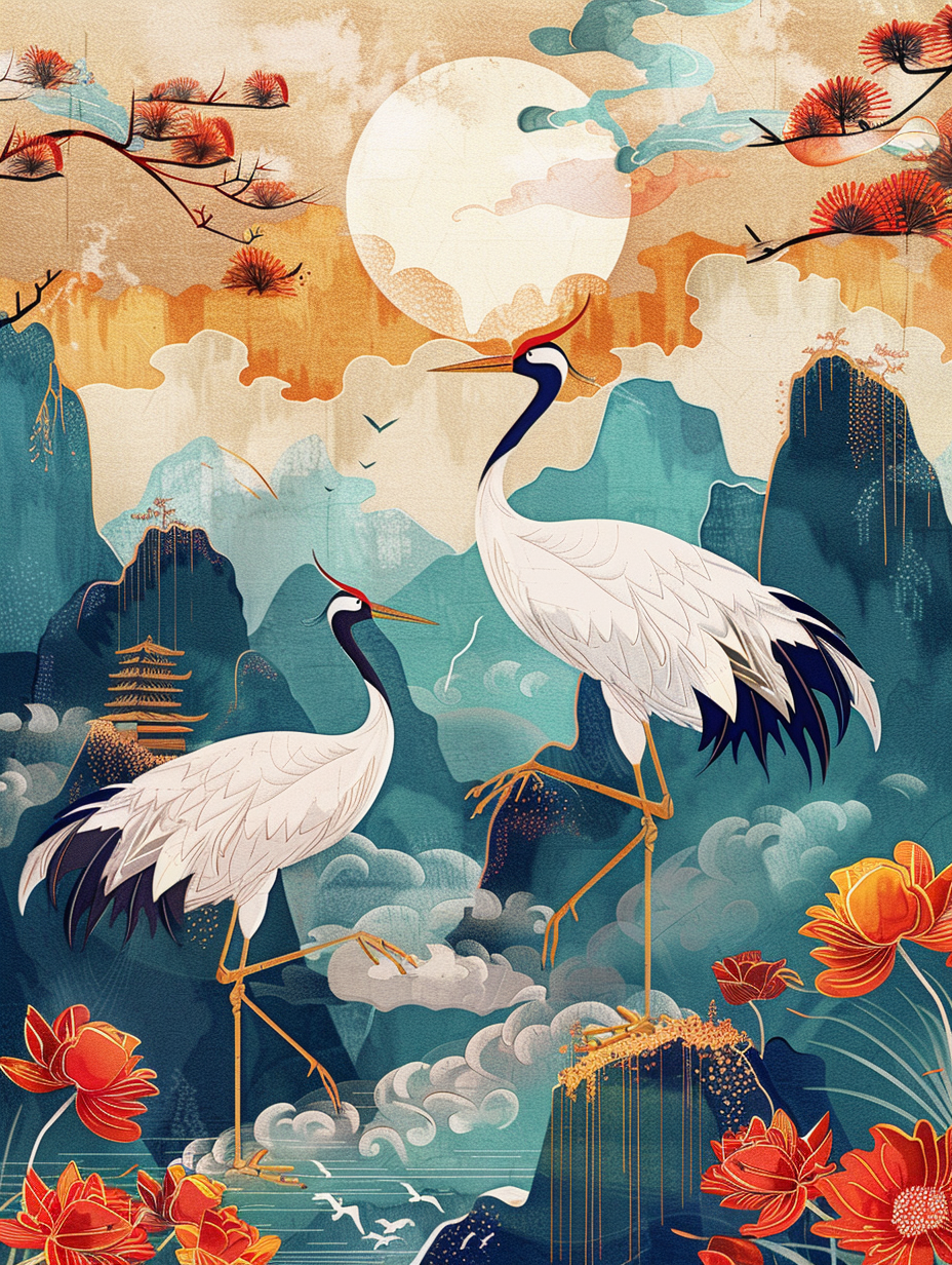 Kraniche Abstrakt 2 | LED Bild