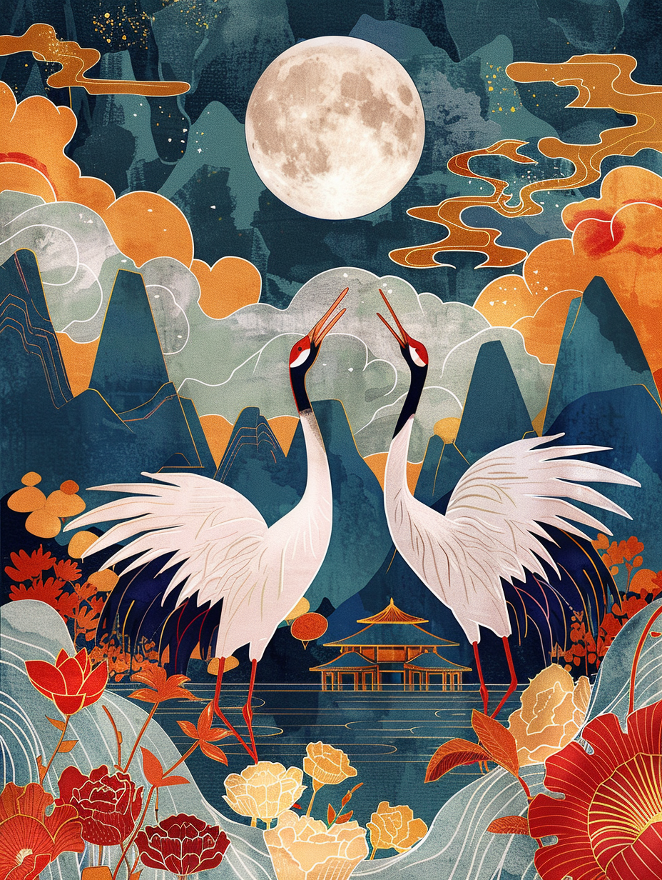 Kraniche Abstrakt 3 | LED Bild