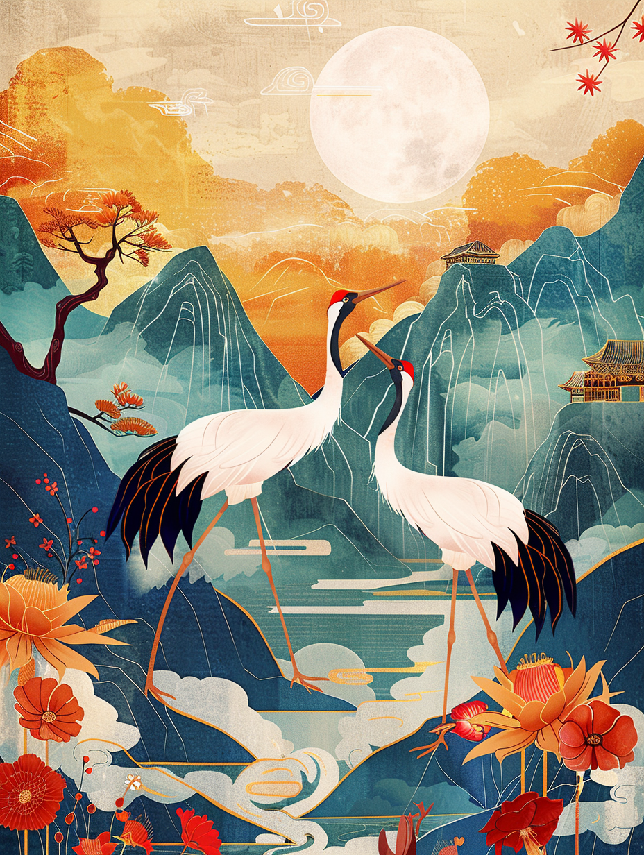 Kraniche Abstrakt 4 | LED Bild