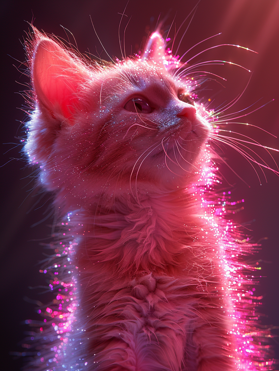 Glitzerkatze Rosa 3 | LED Bild