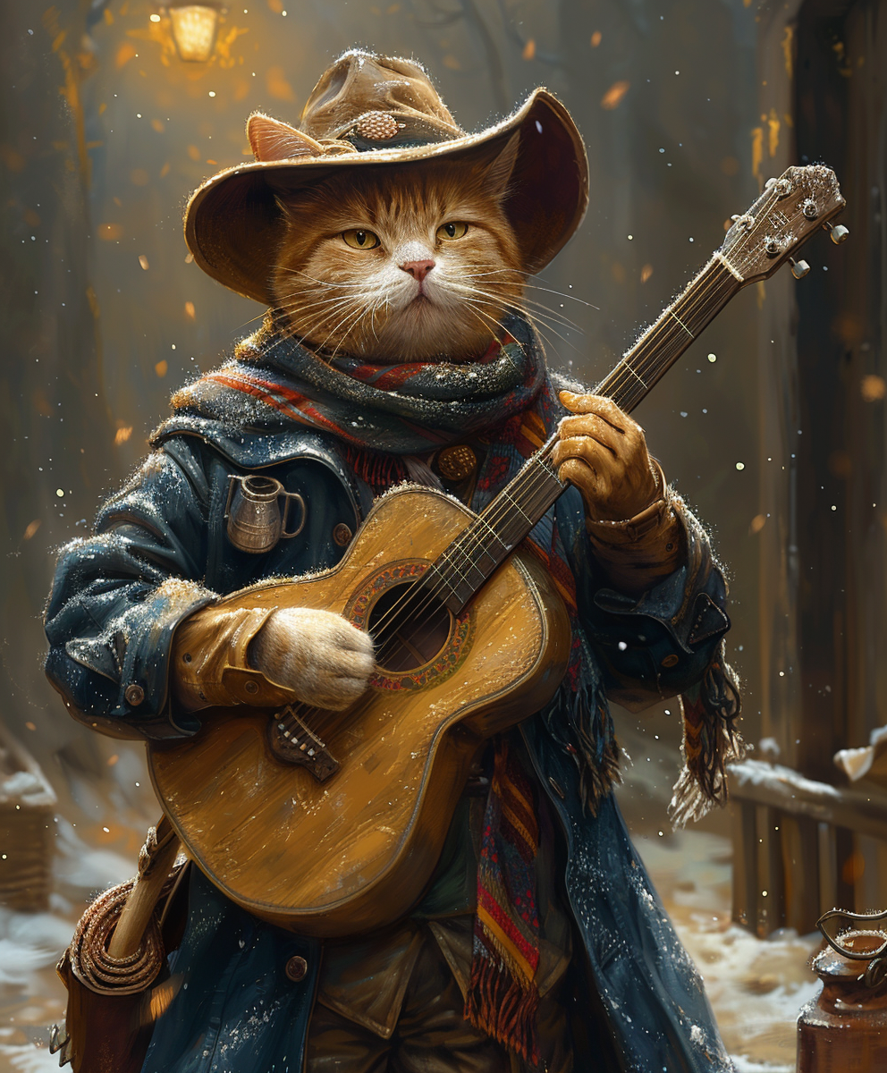 Katze mit Gitarre 3 | LED Bild