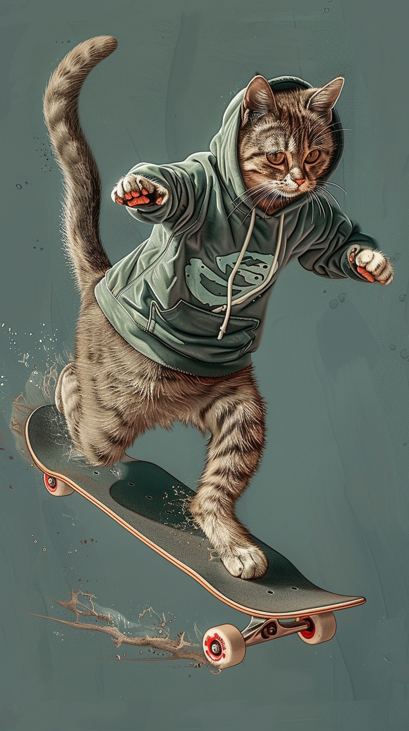 Katze auf Skateboard 2 | LED Bild