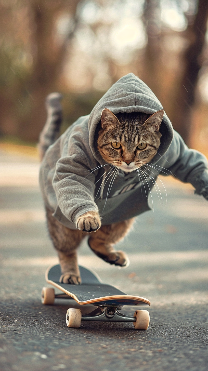 Katze auf Skateboard 3 | LED Bild