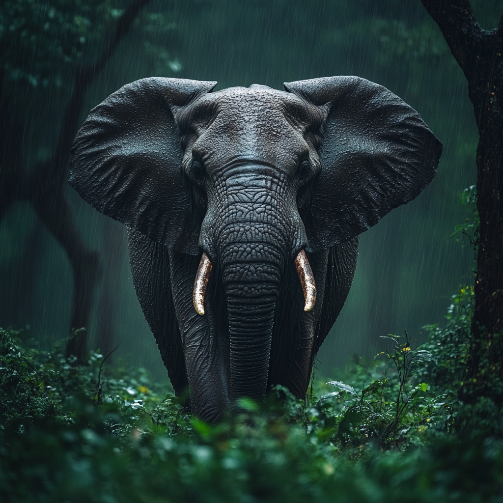 Elefant im Regenwald 3 | LED Bild