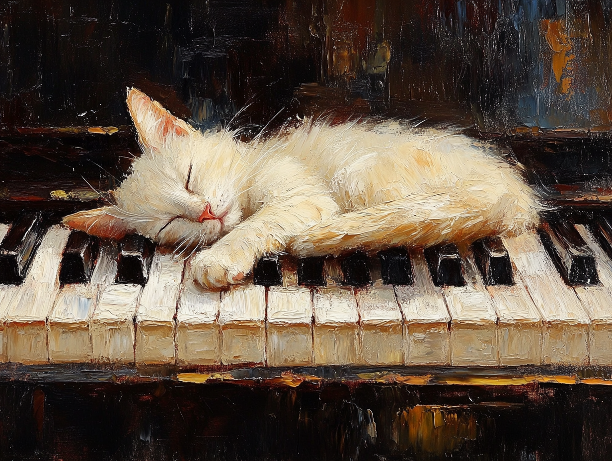 Schlafende Katze Illustriert | LED Bild