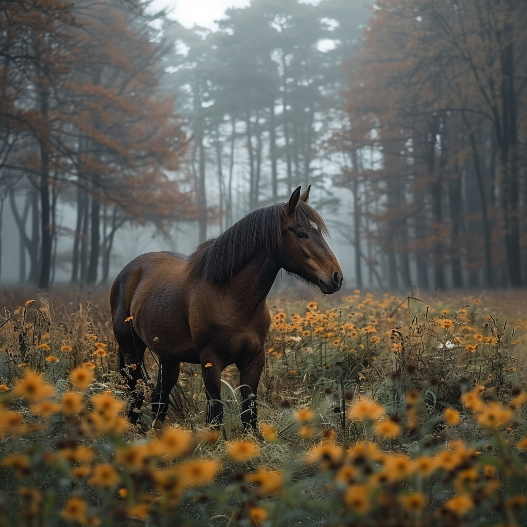 Pferd im Nebel 1 | LED Bilder