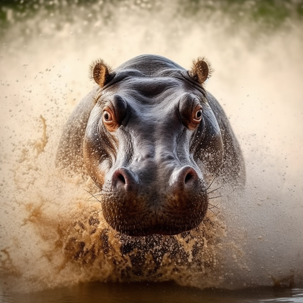 Nilpferd Portrait 1 | LED Bild