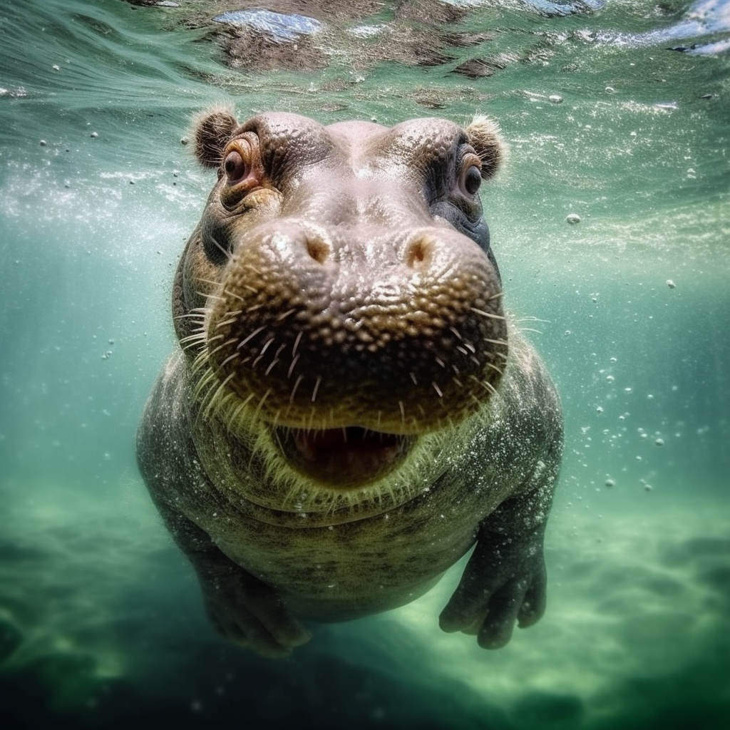 Unterwasserbegegnung Nilpferd | LED Bild