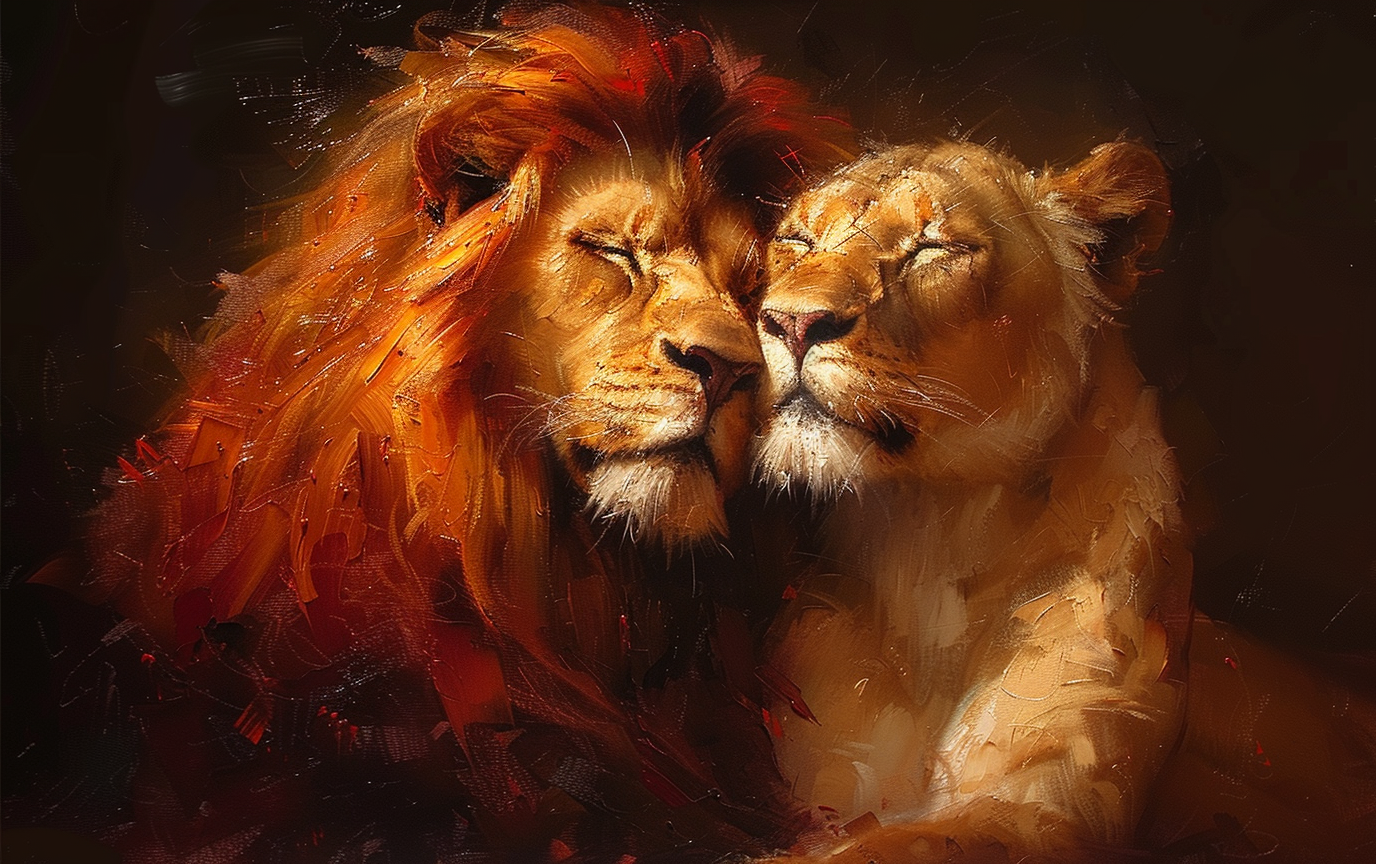 Löwenpaar Illustriert | LED Bild