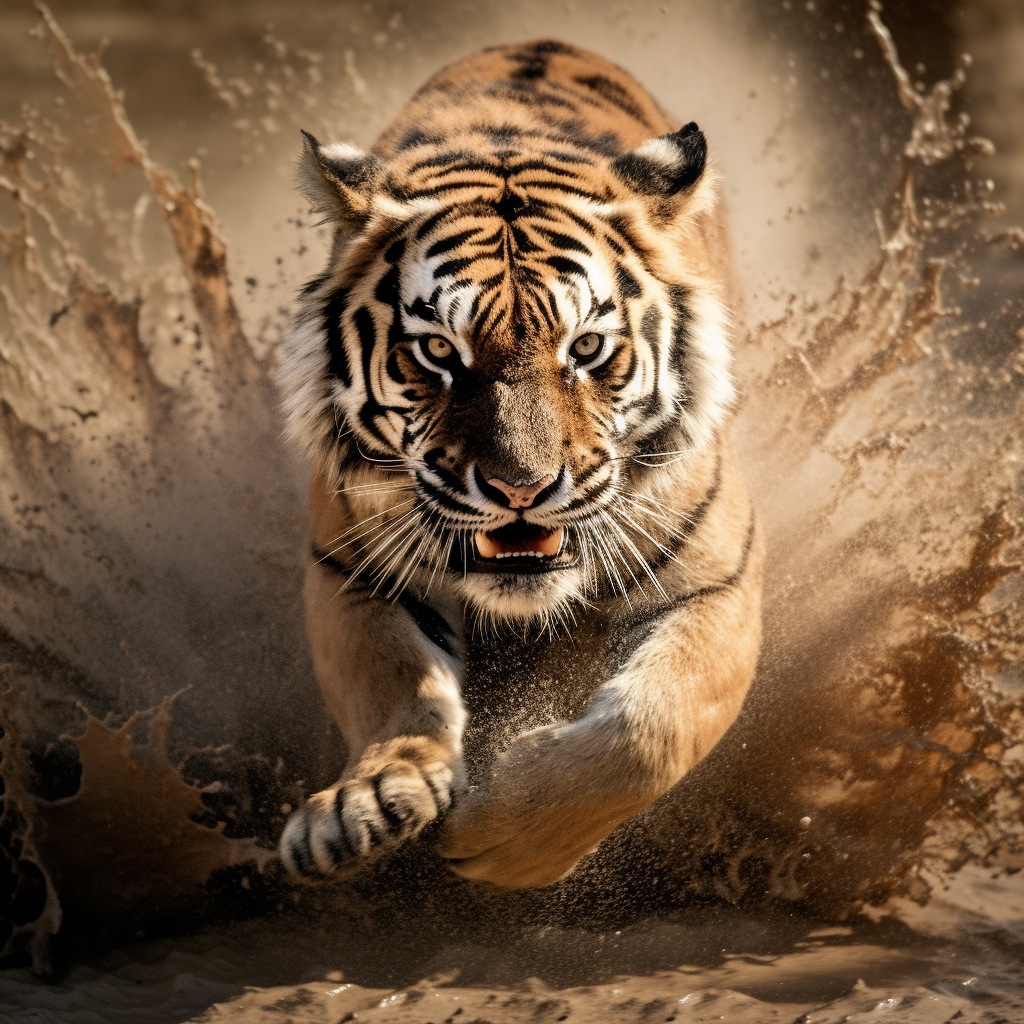 Tiger in Bewegung 1 | LED Bild