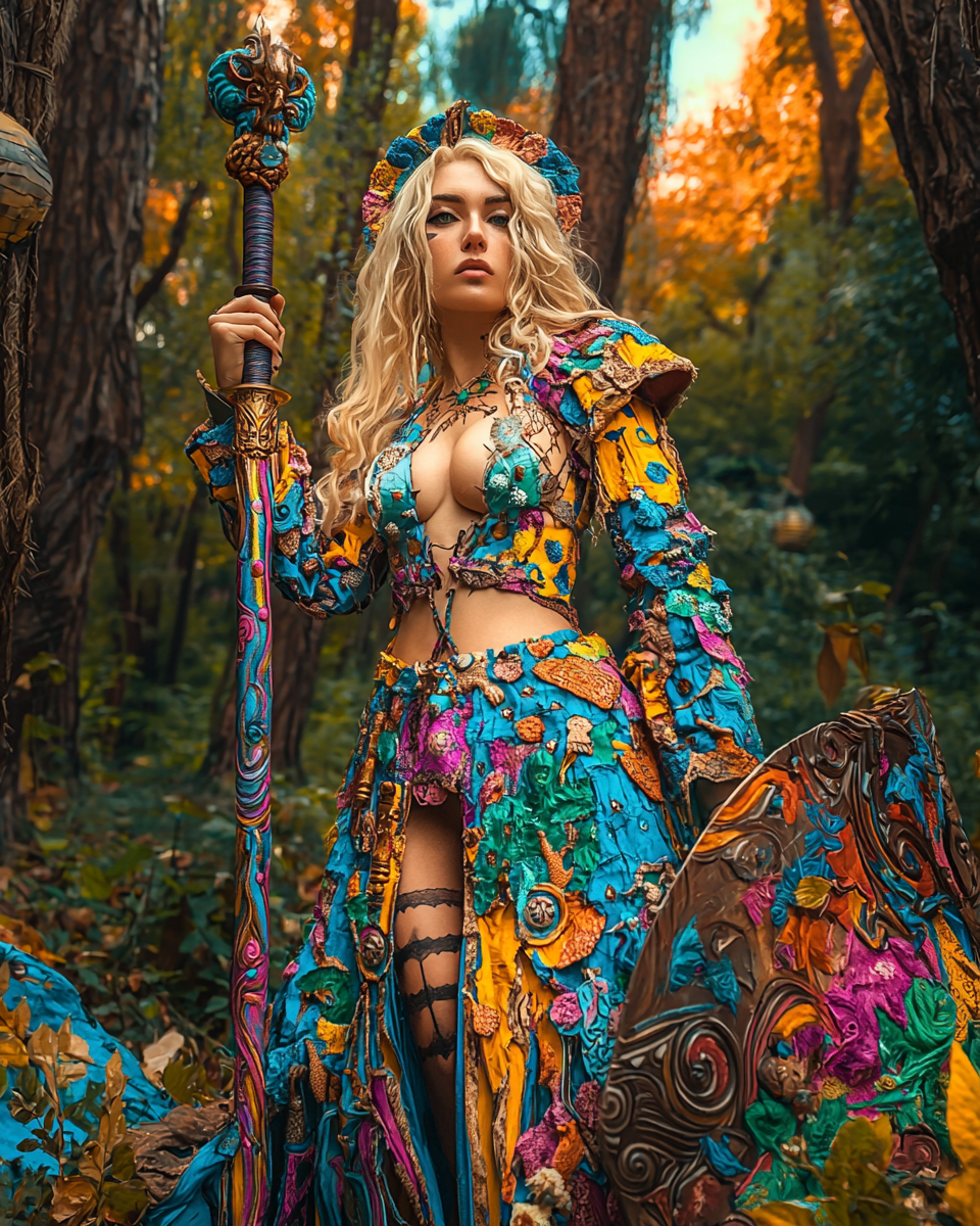 Bunte Kriegerin Illustriert | LED Bild