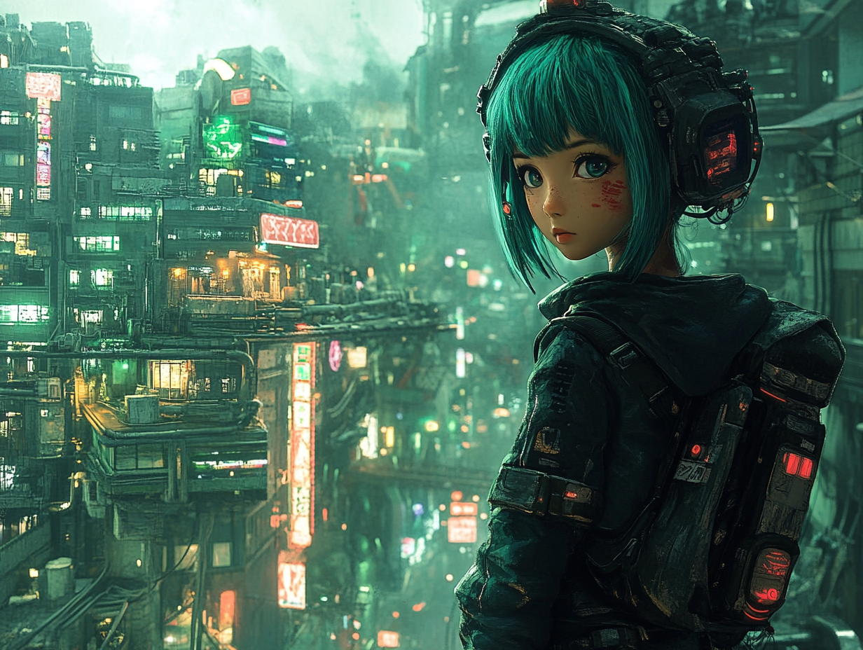 Anime Mädchen Cyberpunk 1 | LED Bild