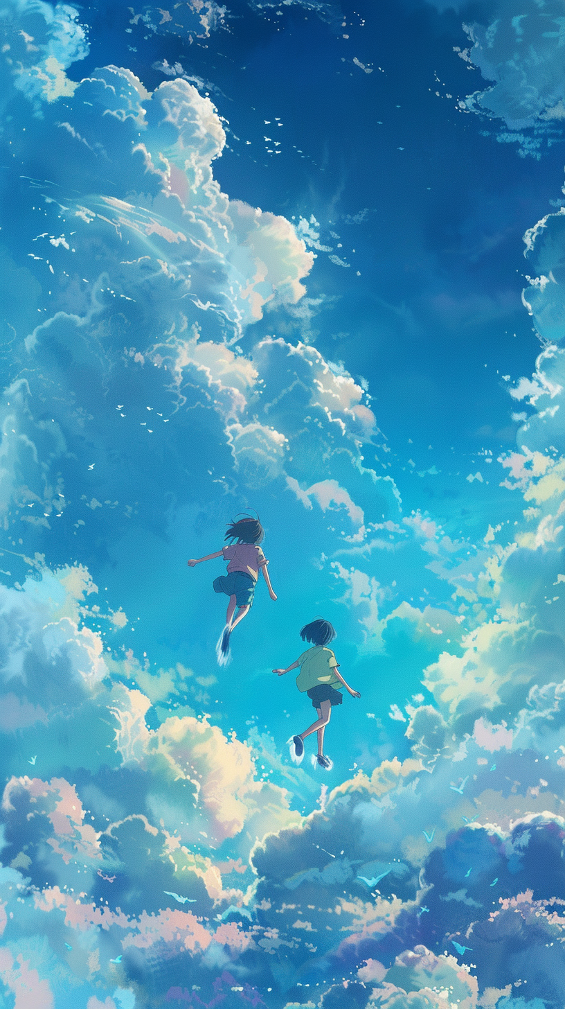 Anime Fliegende Kinder 4 | LED Bild