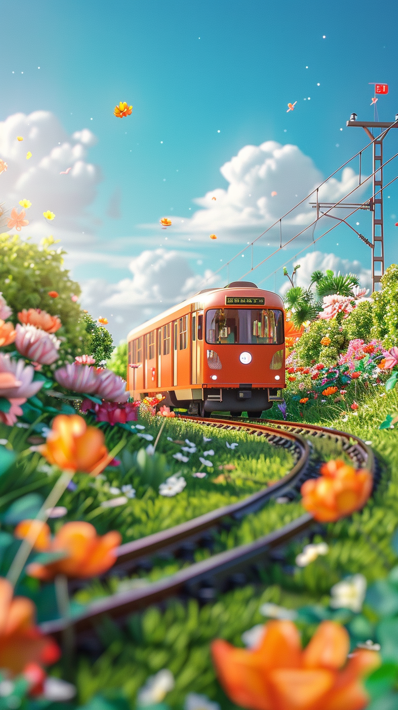 Anime Straßenbahn Natur 1 | LED Bild