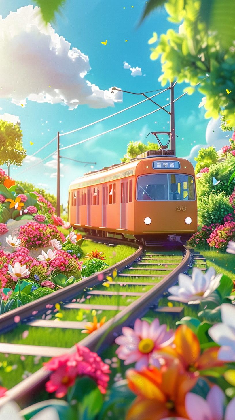 Anime Straßenbahn Natur 2 | LED Bild
