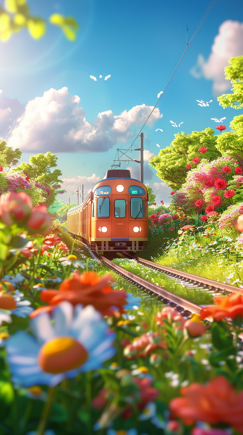 Anime Straßenbahn Natur 3 | LED Bild