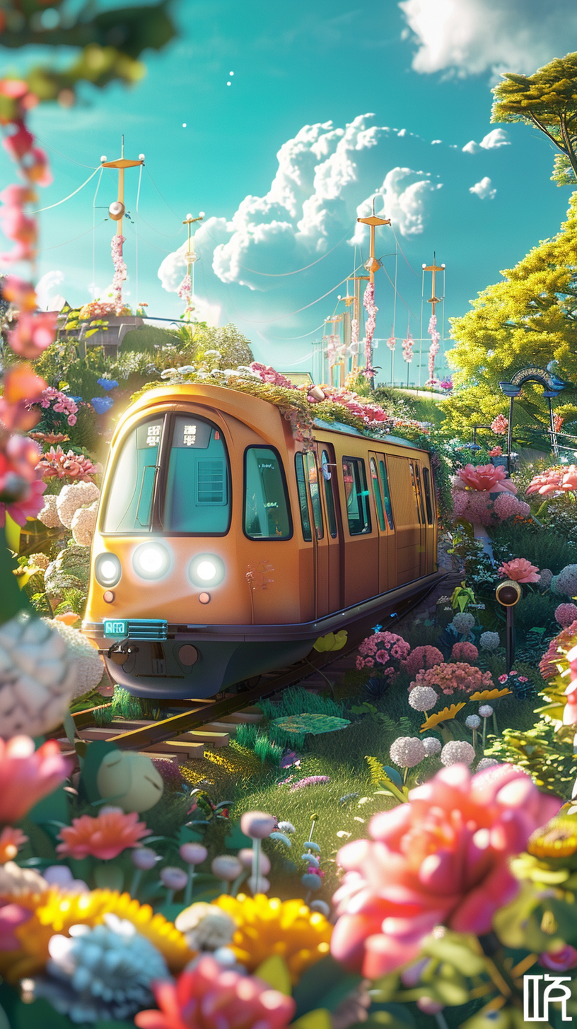 Anime Straßenbahn Natur 4 | LED Bild