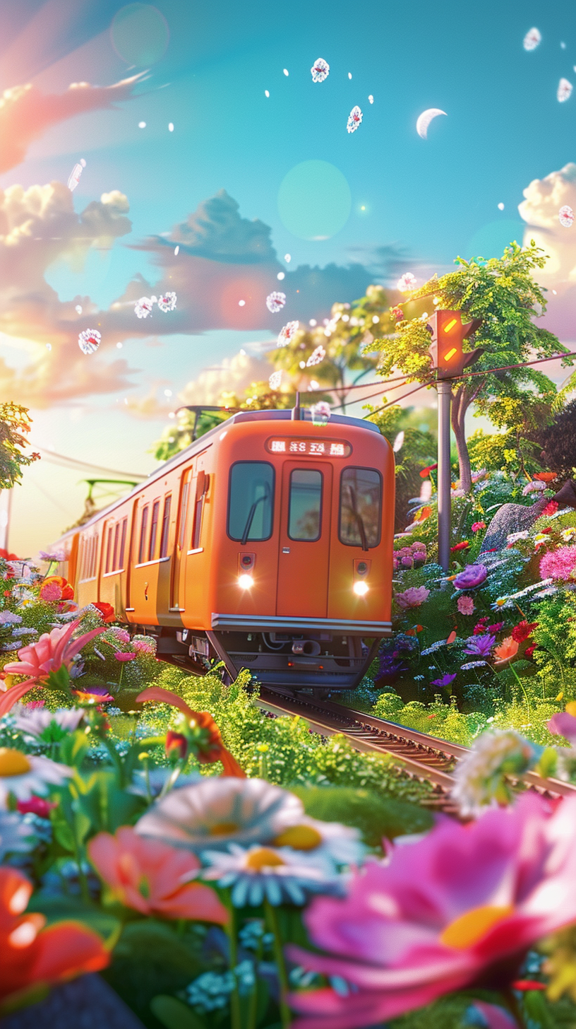 Anime Straßenbahn Natur 5 | LED Bild