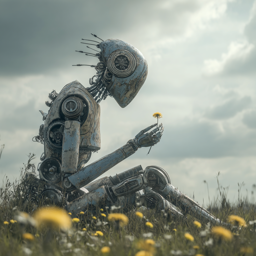 Roboter auf Blumenwiese 2 | LED Bild