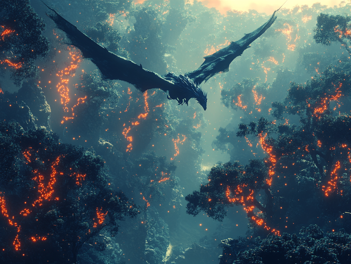 Drache im Glühenden Wald | LED Bild