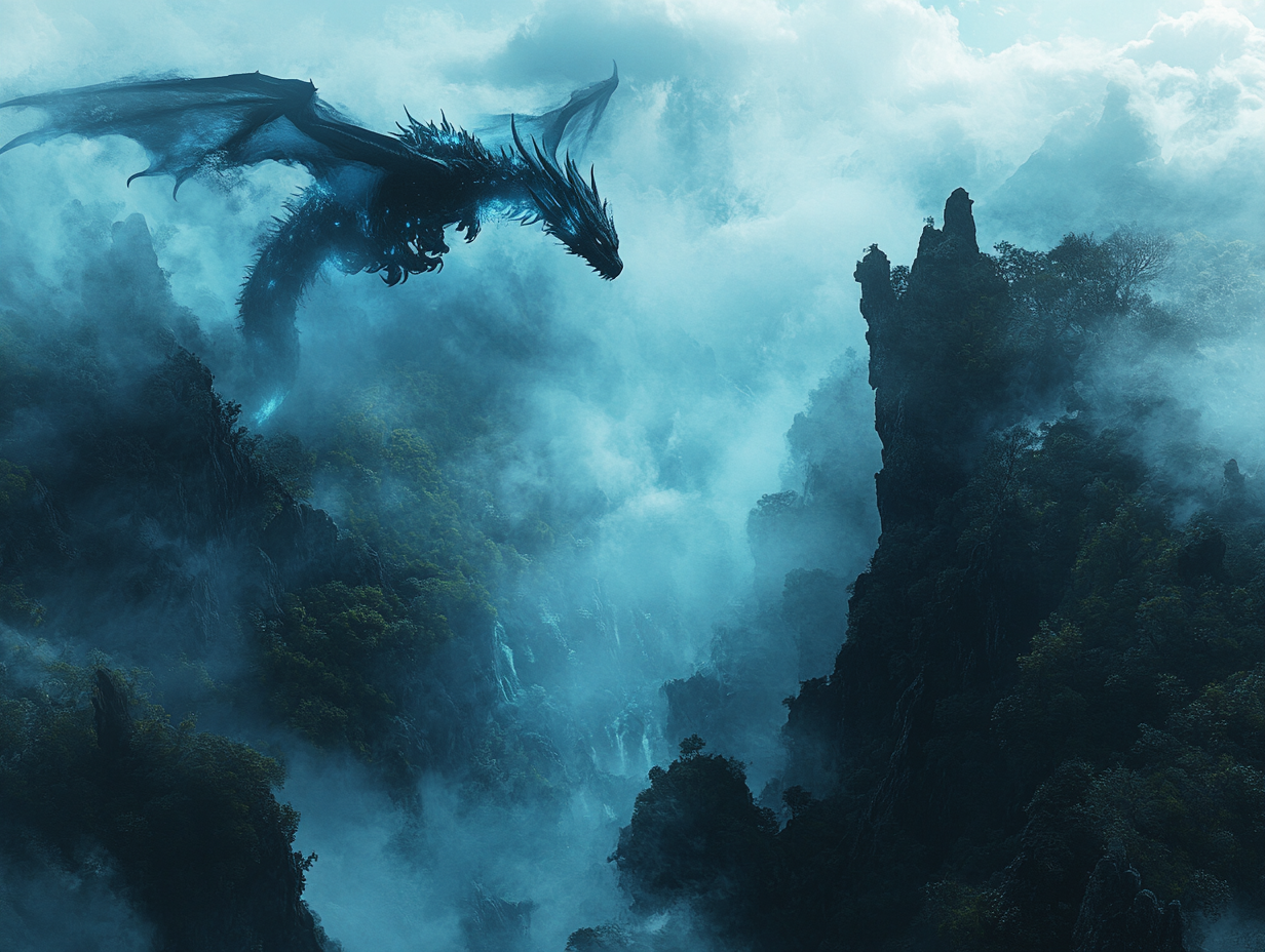 Fliegender Drache im Gebirge | LED Bild