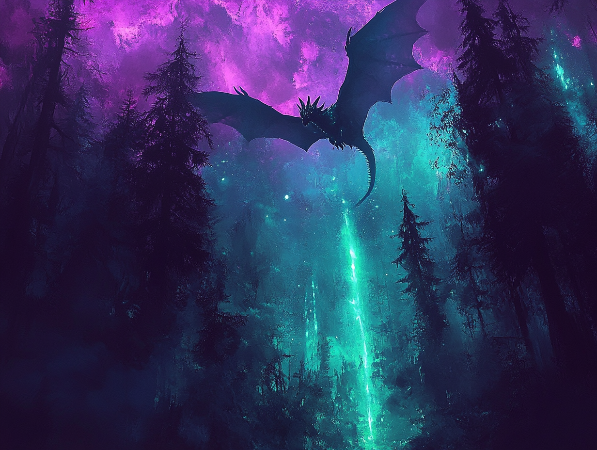 Fliegender Drache Abstrakt | LED Bild