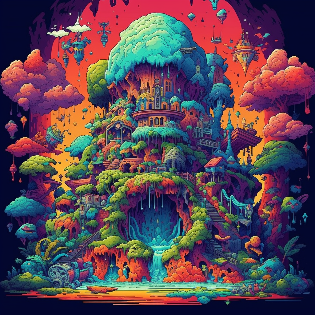 Abstrakte Fantasie Welt | LED Bild