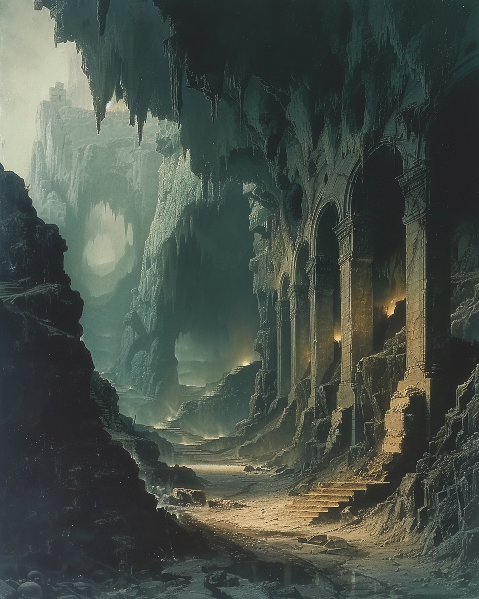 Höhle mit Ruinen | LED Bild