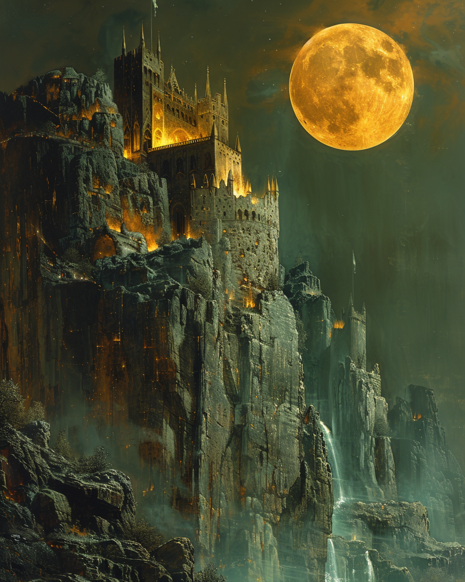 Düstere Burg auf Berg 1 | LED Bild