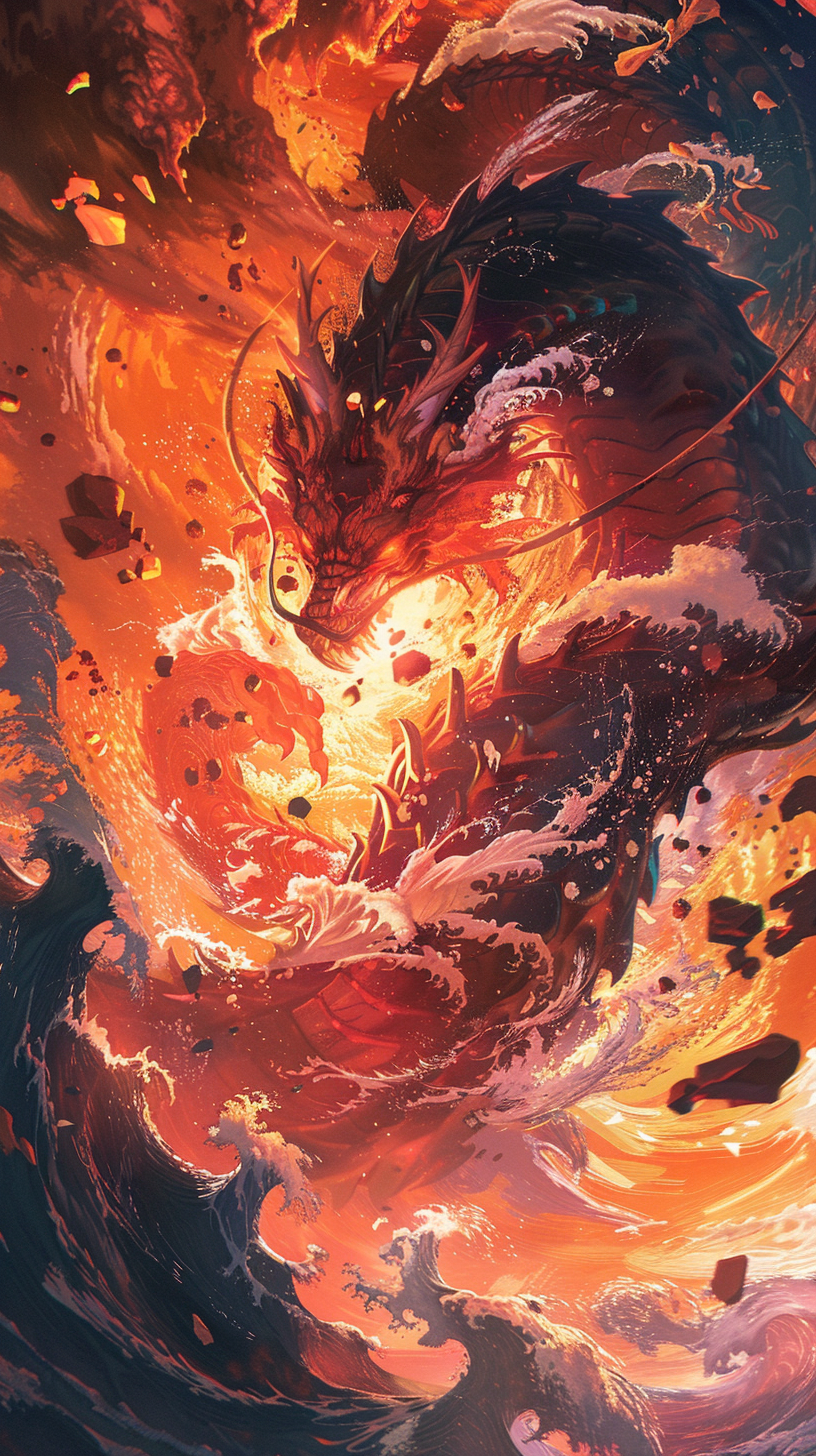 Feuer & Wasser Drache | LED Bild