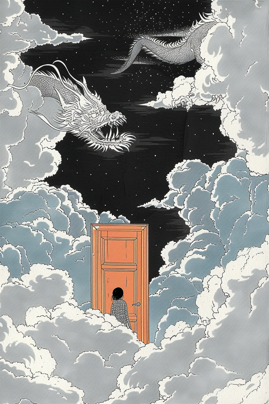 Wolkentür Illustration 2 | LED Bild